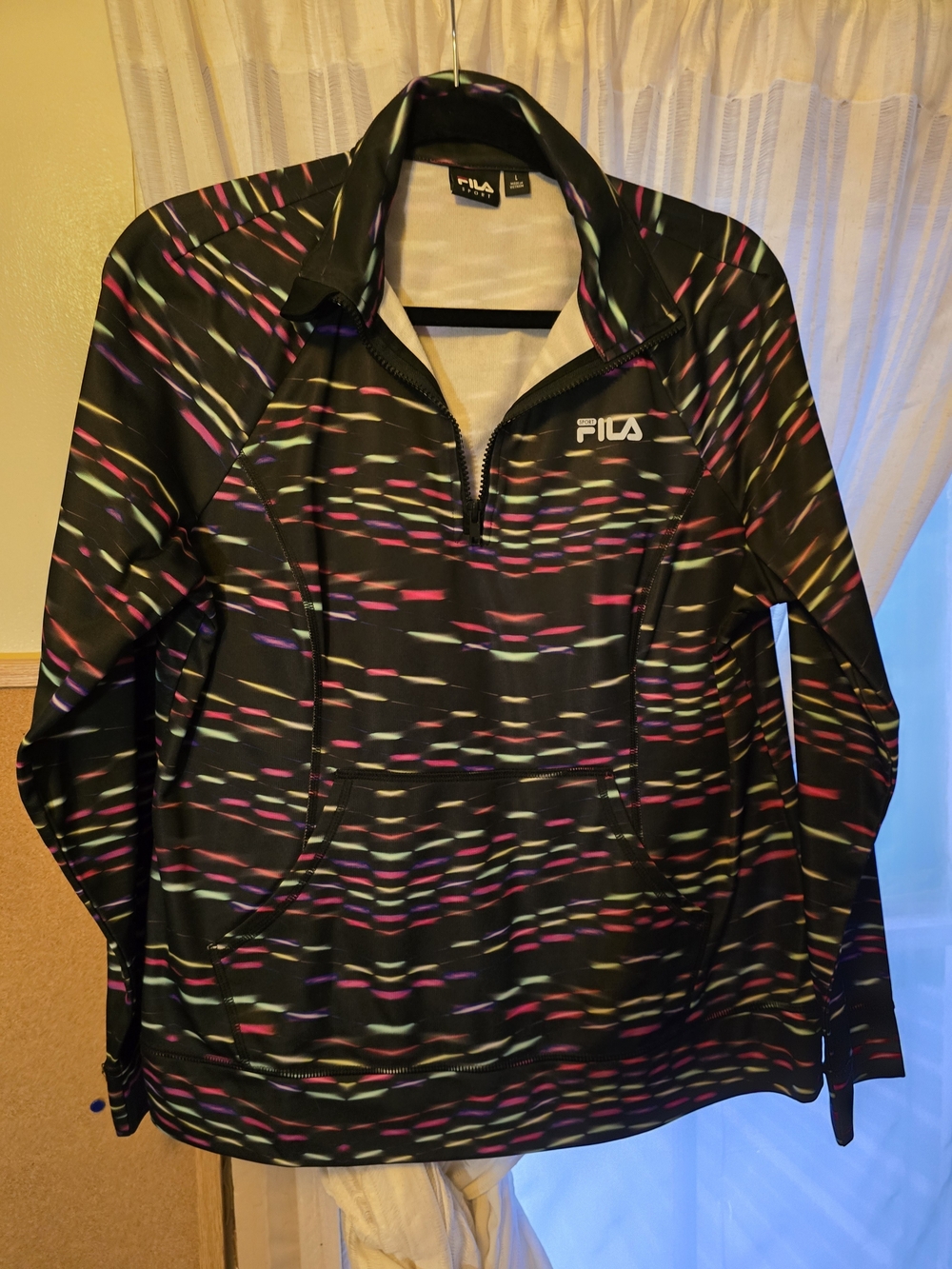 FILA Black Multi-Stripe Quarter-Zip Athletic Pullover